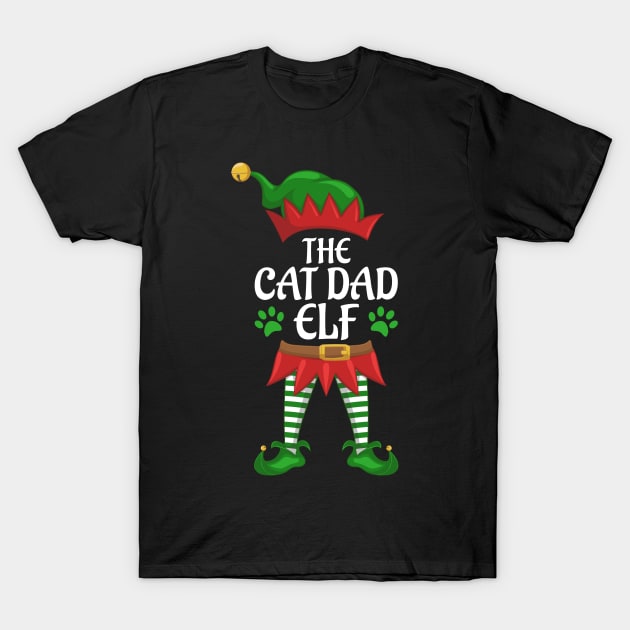 Cat Dad Elf Family Matching Group Christmas Party T-Shirt by kalponik